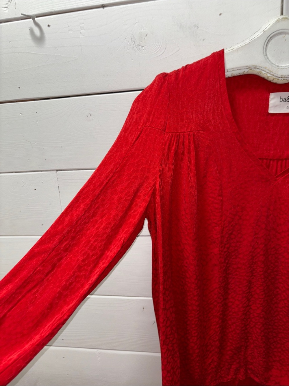 ba&sh Red Tonal Pattern Blouse – Size 4 - Picture 5 of 11